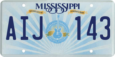 MS license plate AIJ143