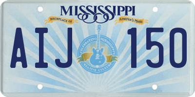 MS license plate AIJ150