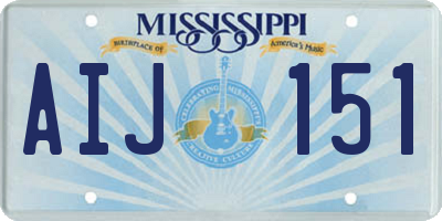 MS license plate AIJ151