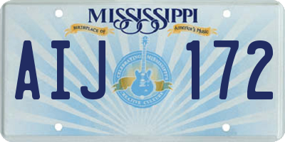 MS license plate AIJ172