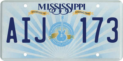 MS license plate AIJ173