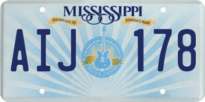 MS license plate AIJ178