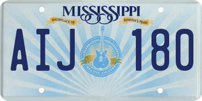 MS license plate AIJ180
