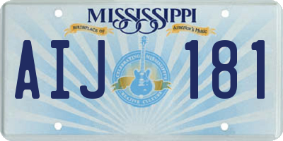 MS license plate AIJ181