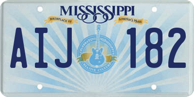 MS license plate AIJ182