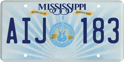 MS license plate AIJ183
