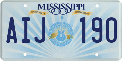 MS license plate AIJ190
