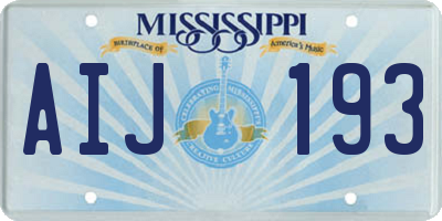 MS license plate AIJ193