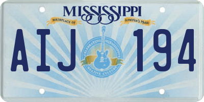 MS license plate AIJ194