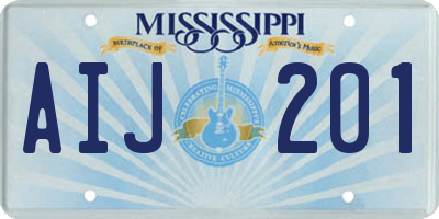 MS license plate AIJ201