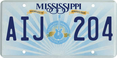 MS license plate AIJ204