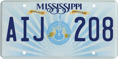 MS license plate AIJ208