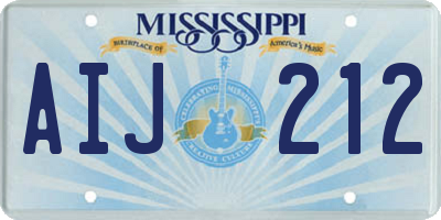 MS license plate AIJ212