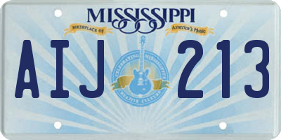 MS license plate AIJ213