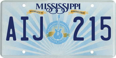 MS license plate AIJ215