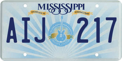 MS license plate AIJ217