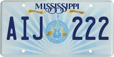 MS license plate AIJ222