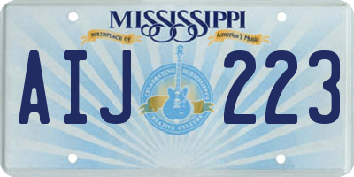 MS license plate AIJ223