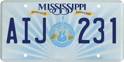MS license plate AIJ231