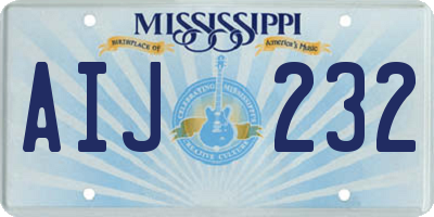 MS license plate AIJ232