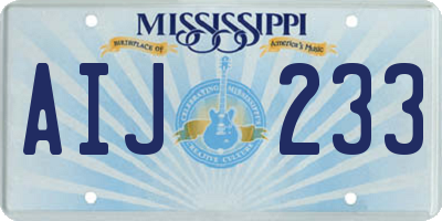 MS license plate AIJ233