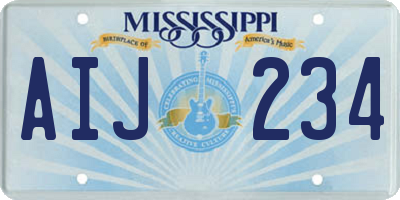 MS license plate AIJ234