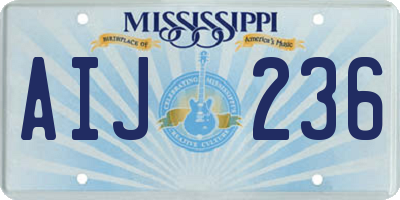 MS license plate AIJ236