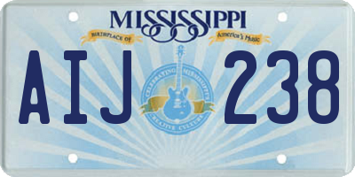 MS license plate AIJ238