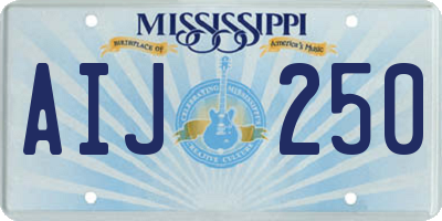MS license plate AIJ250