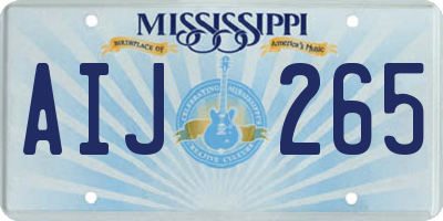 MS license plate AIJ265