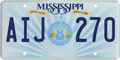 MS license plate AIJ270