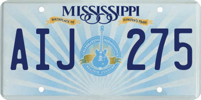MS license plate AIJ275