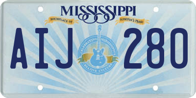 MS license plate AIJ280