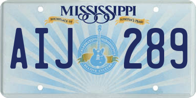 MS license plate AIJ289