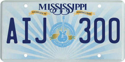 MS license plate AIJ300