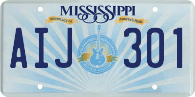 MS license plate AIJ301