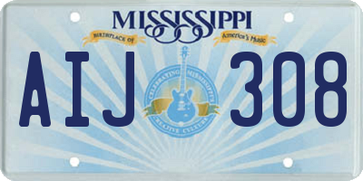 MS license plate AIJ308