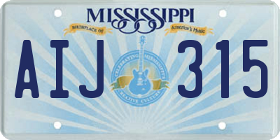 MS license plate AIJ315