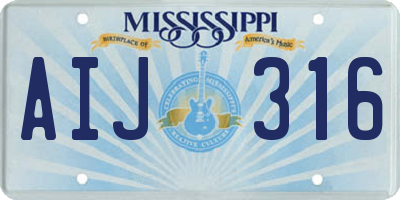 MS license plate AIJ316