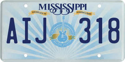 MS license plate AIJ318