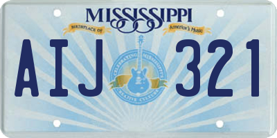 MS license plate AIJ321