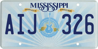 MS license plate AIJ326