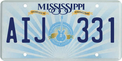 MS license plate AIJ331