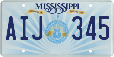 MS license plate AIJ345