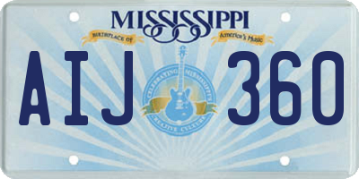 MS license plate AIJ360