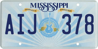 MS license plate AIJ378