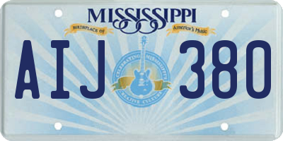 MS license plate AIJ380