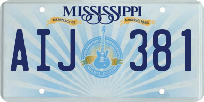 MS license plate AIJ381