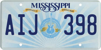 MS license plate AIJ398