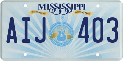 MS license plate AIJ403